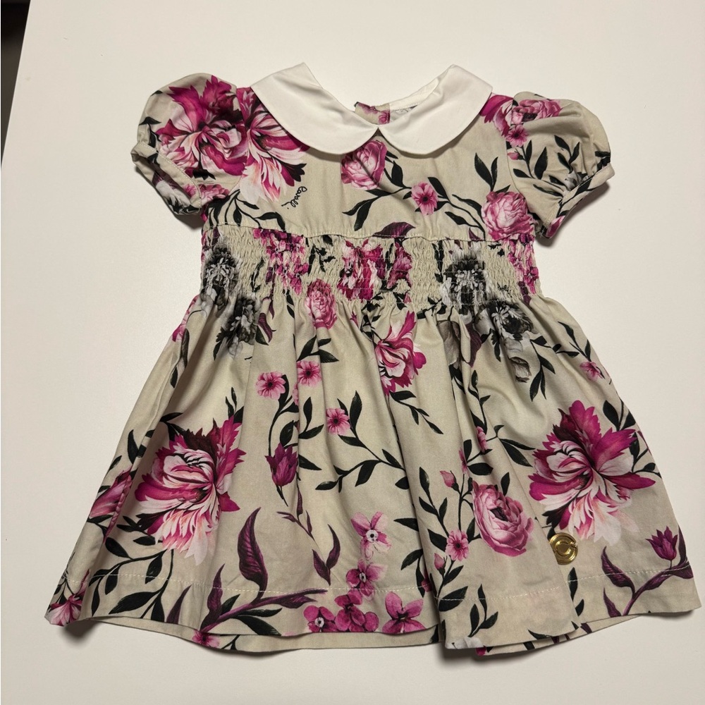 Roberto Cavalli Floral Dress with Pink and Black Design
